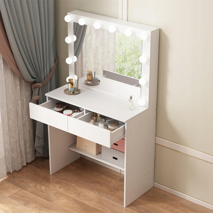 Masă de toaletă cosmetică cu oglindă LED – toaletă modernă pentru machiaj și make-up în stil loft glamour