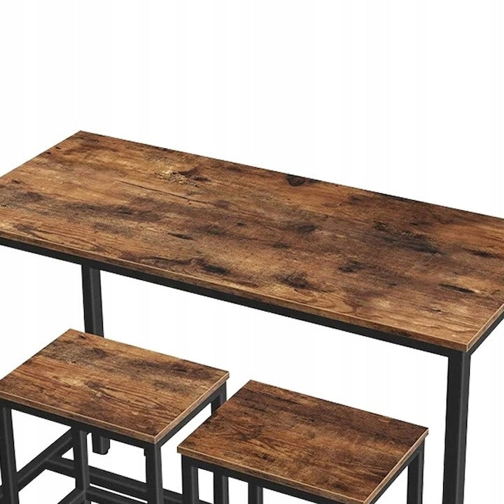 Set masă de bar în stil industrial cu 2 scaune - 100x40x90 cm