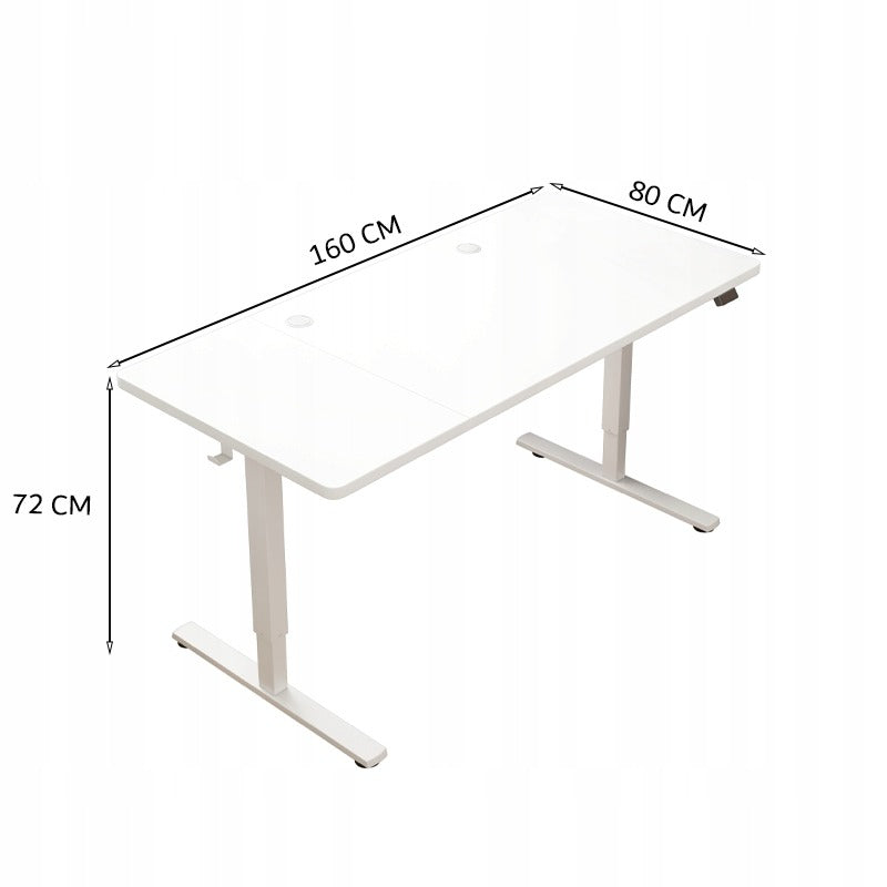 Birou electric cu ridicare alb 160x80 Înălțime reglabilă 72-118 cm
