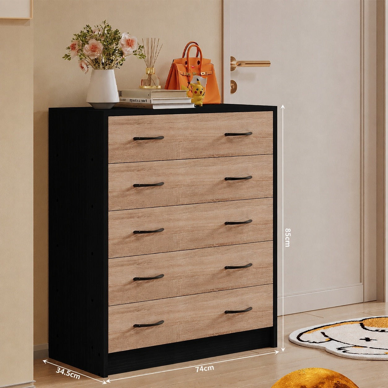 Dulap pentru pantofi maro deschis pentru un hol modern, 5 rafturi, stil loft