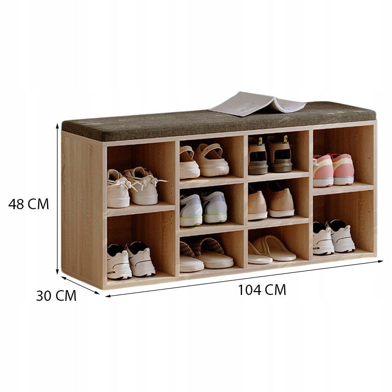 Dulap pentru pantofi cu scaun, bancă modernă din stejar Sonoma, 104 cm