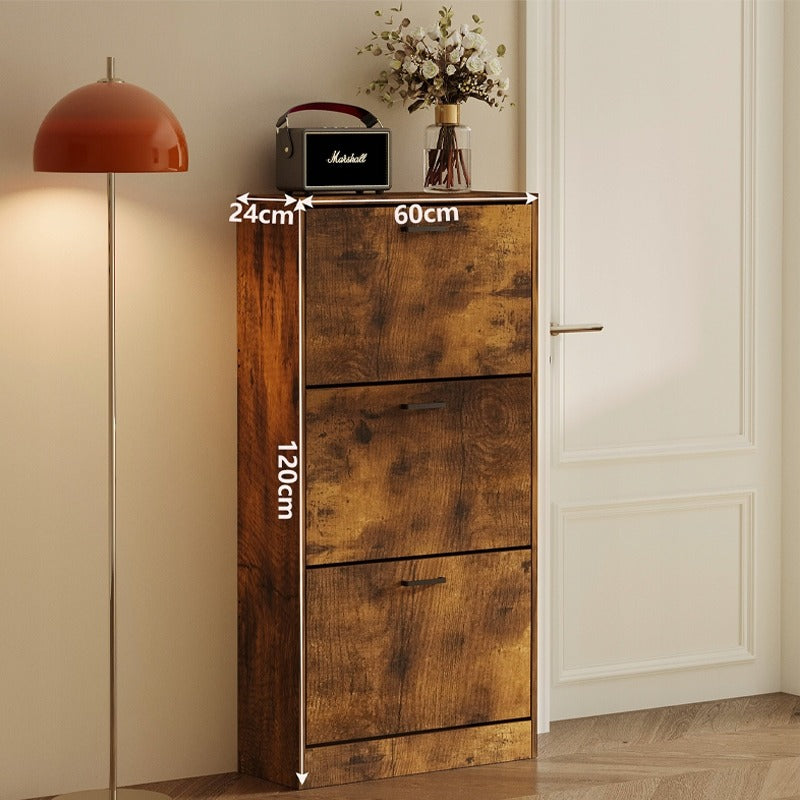 Dulap de pantofi rustic maro pentru hol, modern, rafturi cu balamale