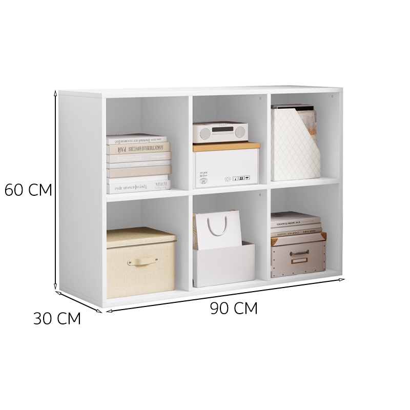 Alb KALAX 2x3 bibliotecă deschisă - raft modern de depozitare din MDF, 90x30x60 cm