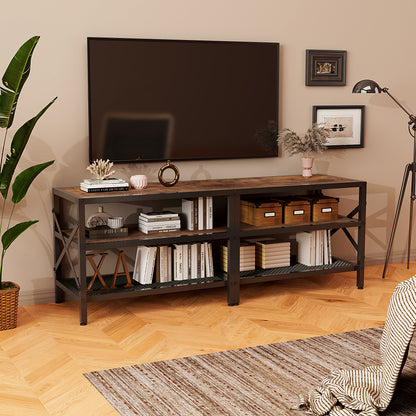 Dulap TV pentru televizor, suport vintage pentru sufragerie, maro rustic, retro