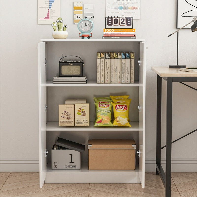 Birou loft 2 uși bibliotecă cu rafturi spațioase independent alb 108 cm