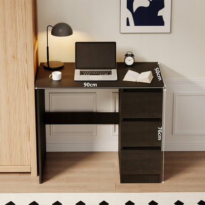 Birou de calculator modern, negru, tip loft, cu sertare pentru tineri