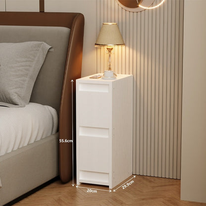 Noptieră albă cu 2 sertare - Măsuță laterală modernă tip loft pentru dormitor