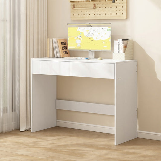 Birou pentru calculator alb modern cu 2 sertare stil loft masă toaletă 100 cm