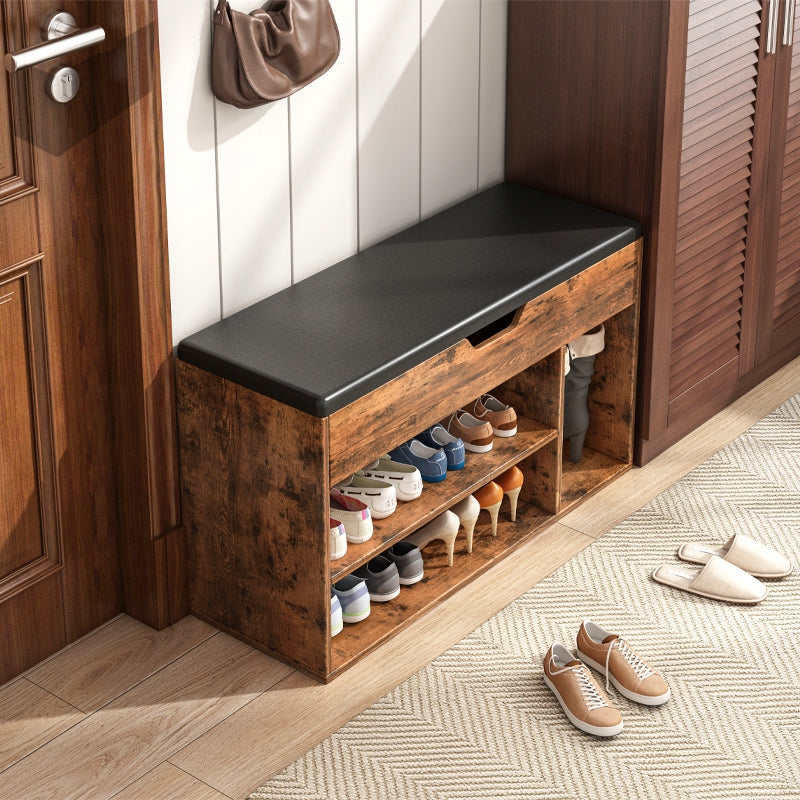 Dulap de pantofi spațios cu scaune de depozitare 2 rafturi din lemn retro loft