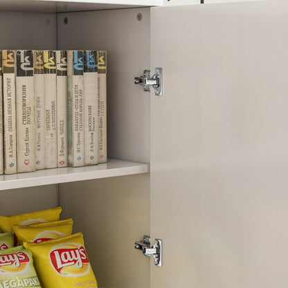 Birou loft 2 uși bibliotecă cu rafturi spațioase independent alb 108 cm