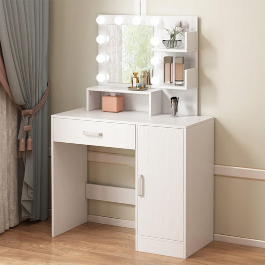 Masă de machiaj cu oglindă LED, stil modern și elegant