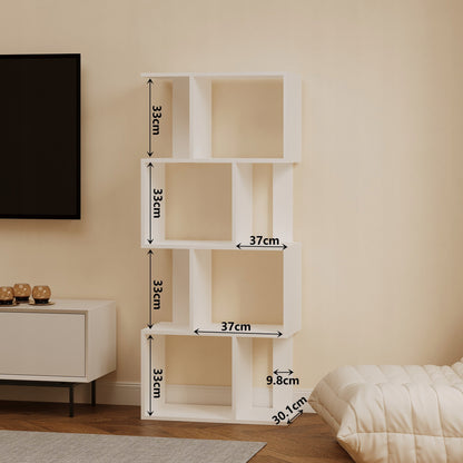 Bibliotecă albă cu două compartimente pentru cărți, dosare, bibliotecă tip mansardă