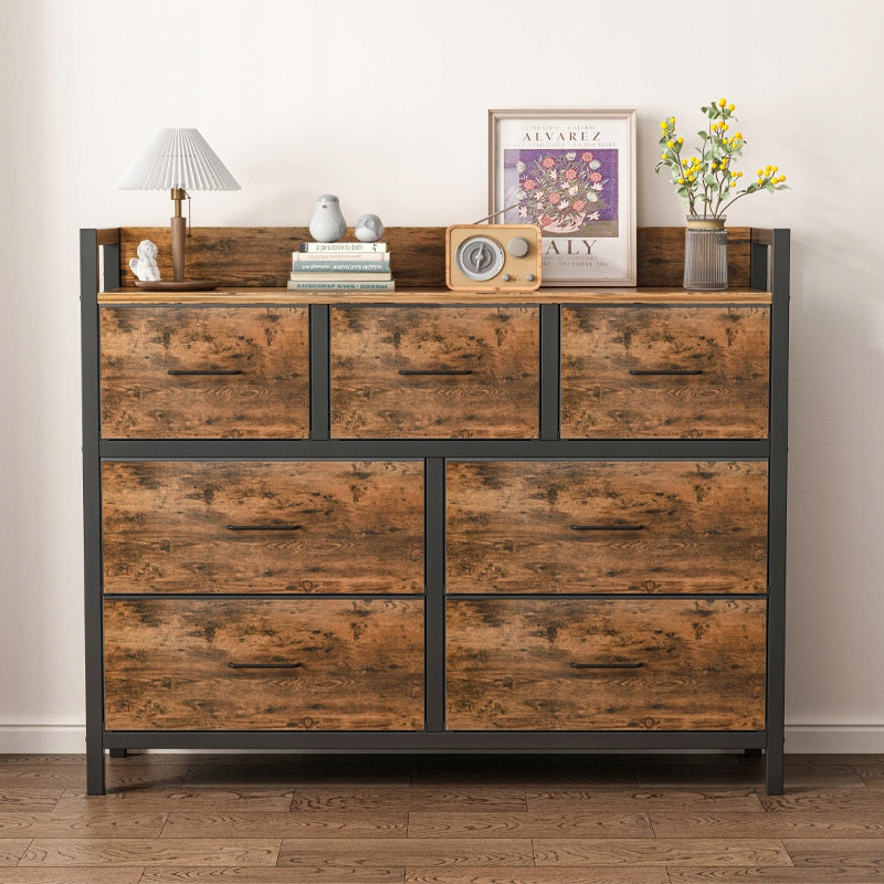 Comodă rustic maro cu 7 sertare - 98 × 85 × 28,5 cm, stil industrial loft