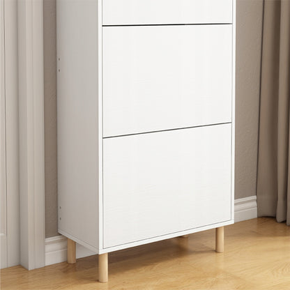 Dulap pentru încălțăminte alb cu oglindă șI spațiu de depozitare stil loft raft vertical pentru hol 55 cm
