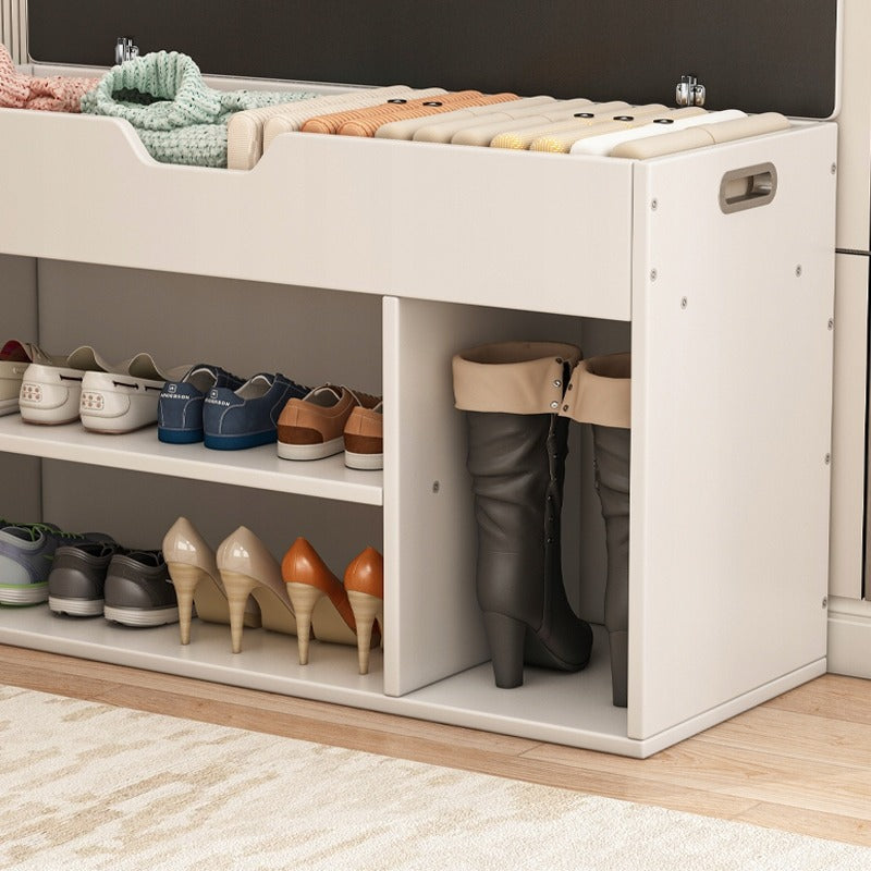 Dulap de pantofi alb cu scaun din lemn cu depozitare 80CM