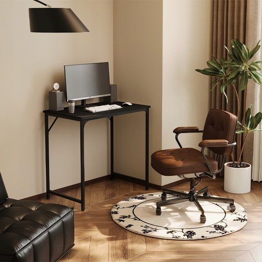 Birou de calculator industrial negru cu masă pentru un birou modern tip loft, 80cm