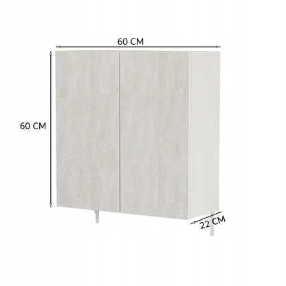 Dulap de baie cu oglindă de perete 60x60x22 cm - 2 uși, alb, design modern