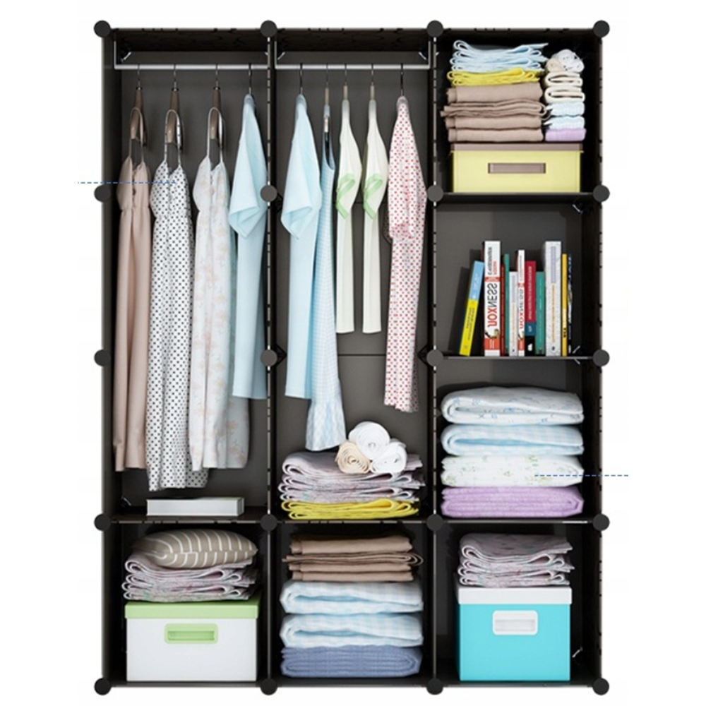 Dulap modular pliabil 165x110 cm - dulap ușor cu rafturi durabile și cadru metalic, ideal pentru spații mici