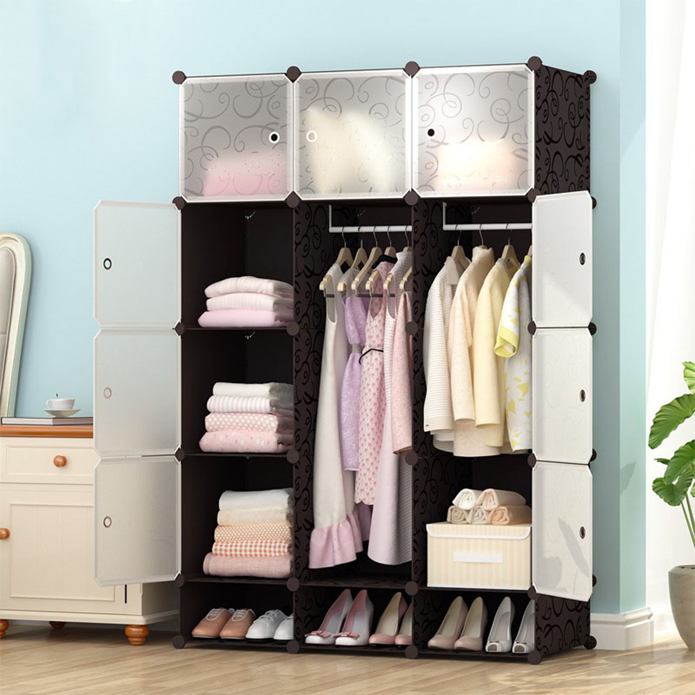 Dulap modular pliabil 165x110 cm - dulap ușor cu rafturi durabile și cadru metalic, ideal pentru spații mici