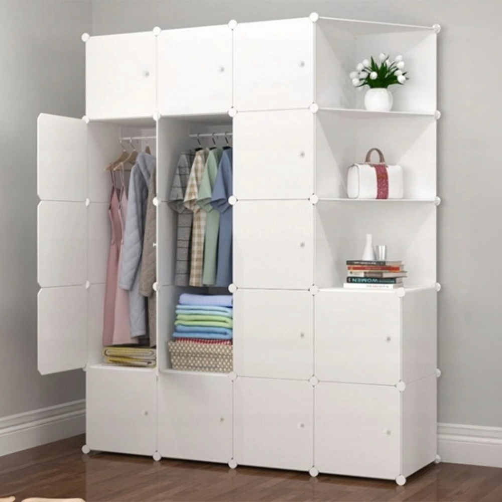 Dulap modular pliabil 183x147x47 cm cu cadru metalic - depozitare practică în spații mici