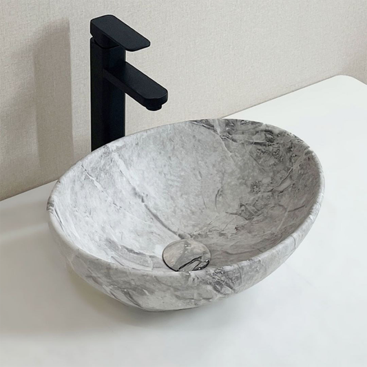 Lavoar ceramic cu suprafață cu efect de marmură - 42x34x15 cm, design modern și rezistență ridicată