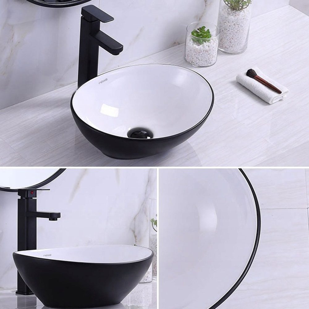 Lavoar ceramic Rebiko - 42x34x15 cm, alb-negru, design modern