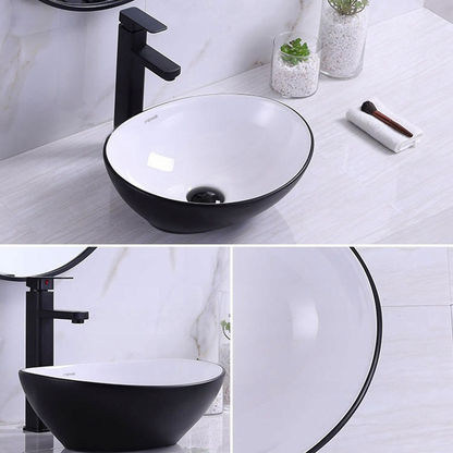 Lavoar ceramic Rebiko - 42x34x15 cm, alb-negru, design modern