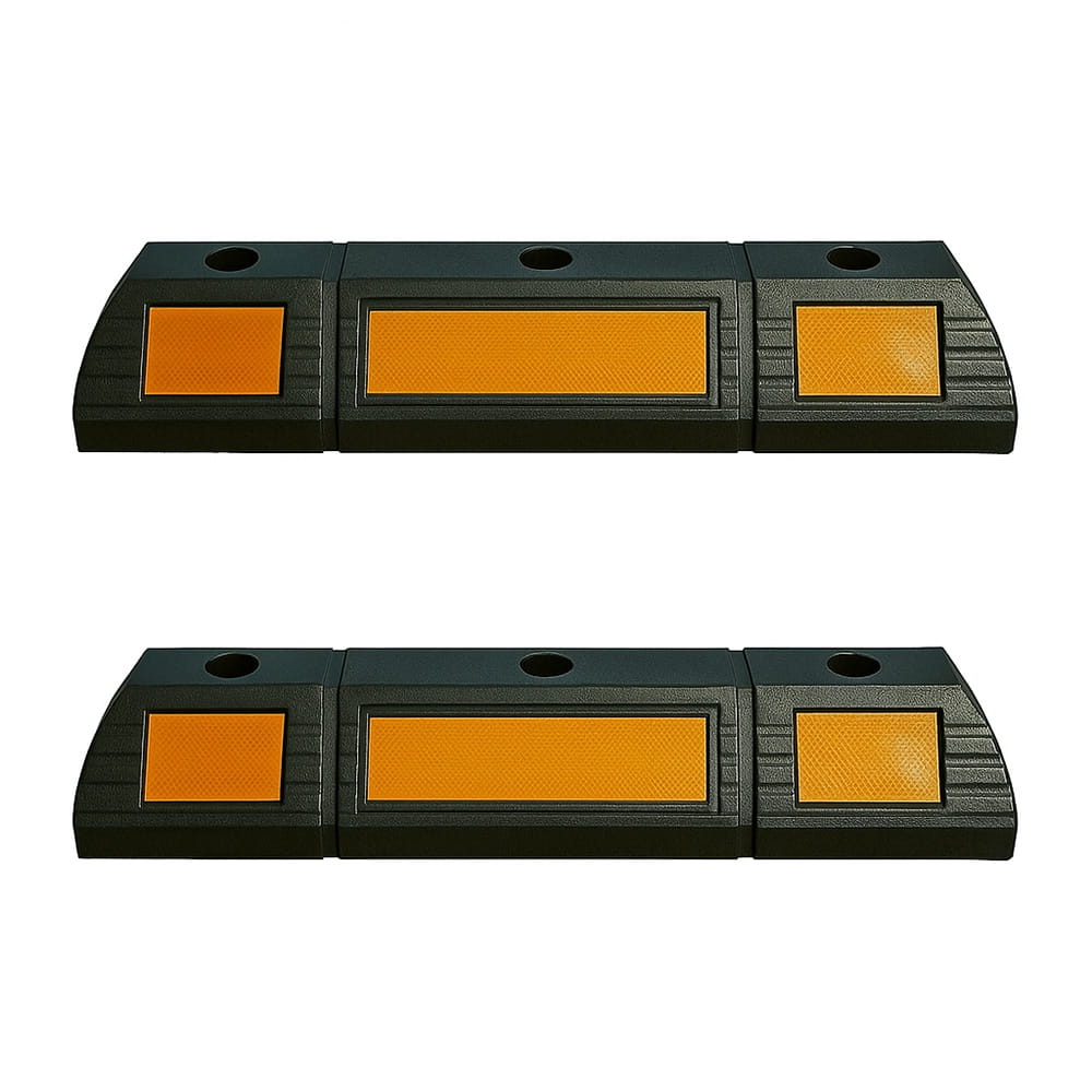 Set de 2 bare de protecție pentru parcare - bară de protecție din cauciuc de 59 cm cu bandă reflectorizantă galbenă