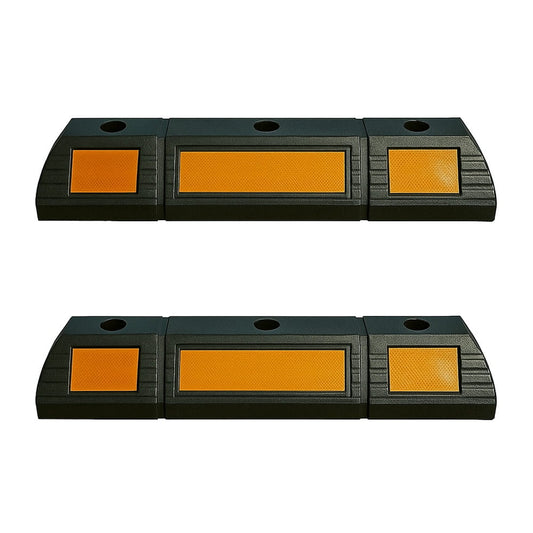 Set de 2 bare de protecție pentru parcare - bară de protecție din cauciuc de 59 cm cu bandă reflectorizantă galbenă