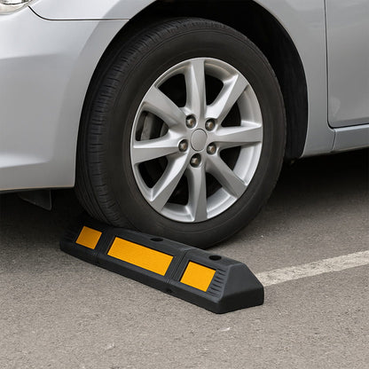 Set de 2 bare de protecție pentru parcare - bară de protecție din cauciuc de 59 cm cu bandă reflectorizantă galbenă