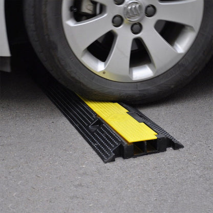 Set de 3 rampe de protecție pentru cabluri de 1 m - 2 canale - capacitate de 7 tone - protecție pentru cabluri - negru și galben