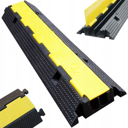 Rampă de protecție a cablurilor 1 m - 2 canale - capacitate de încărcare 7 tone - protecție a cablurilor în negru și galben