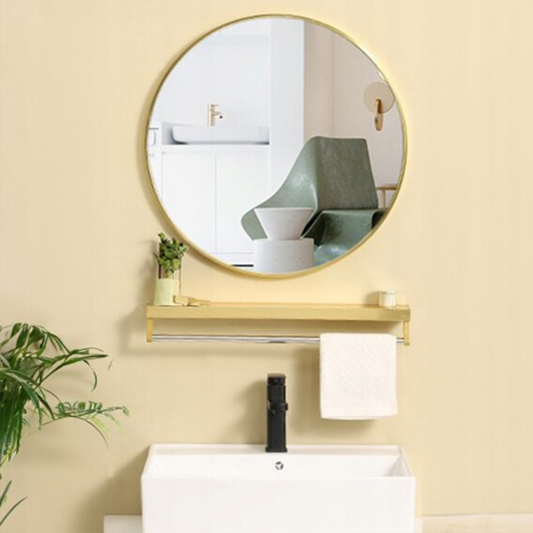 Oglindă rotundă cu ramă aurie, 60 cm - Design elegant pentru dormitor, camera de zi sau baie