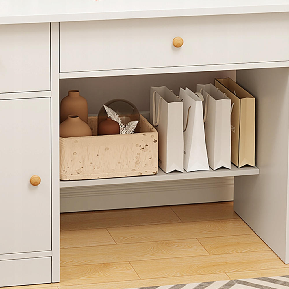 Masă de toaletă albă cu oglindă, 80x34x125 cm - Mobilier elegant și compact pentru machiaj și depozitare