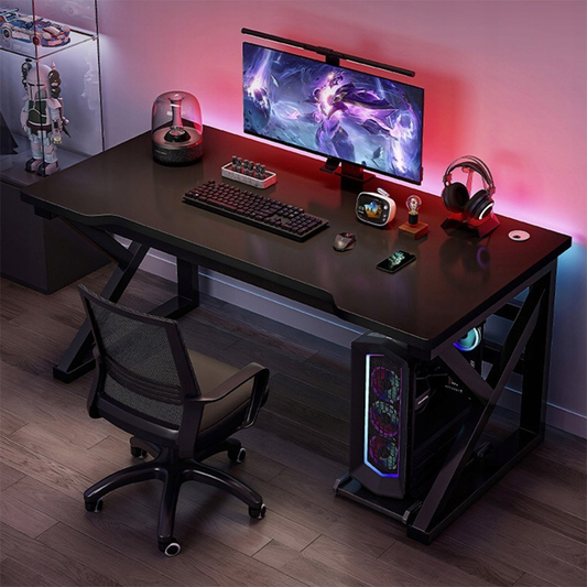 Birou gamer modern din MDF - 120x60x74 cm, blat negru