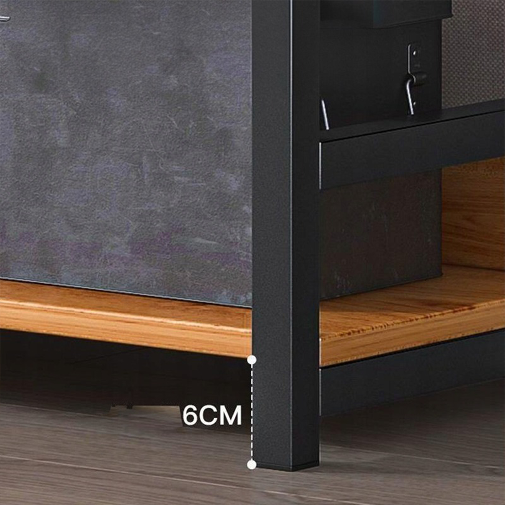 Raft în stil industrial - 174x80x30 cm, MDF și metal, design modern și solid