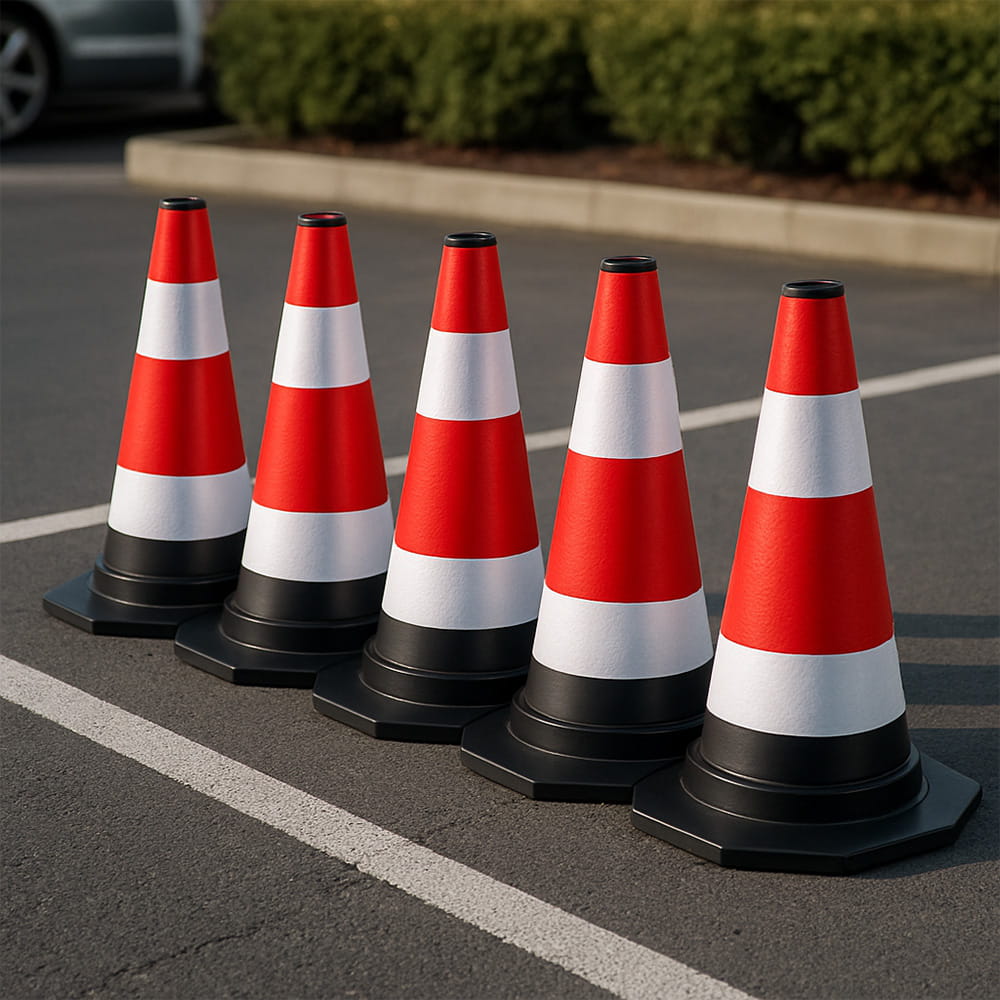 Set de 3 conuri de trafic reflectorizante flexibile de 40 cm - Delimitare sigură a traficului și a zonei de lucru