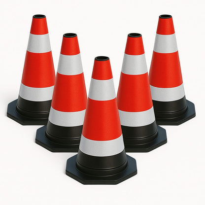 Set de 5 geamanduri flexibile, reflectorizante de marcare a traficului - 40 cm înălțime