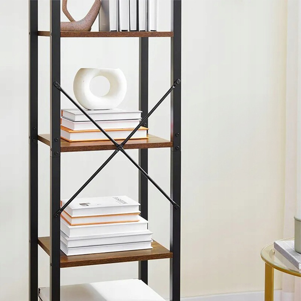 Bibliotecă îngustă în stil loft industrial - 40x30x187,5 cm, cu cadru metalic