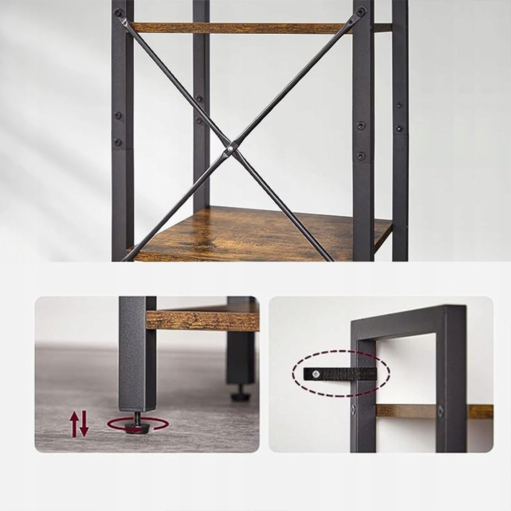 Bibliotecă îngustă în stil loft industrial - 40x30x187,5 cm, cu cadru metalic