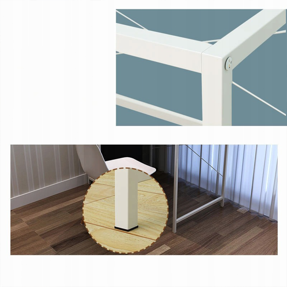 Birou modern alb cu rafturi laterale - 120x55x72 cm - ideal pentru biroul de acasă