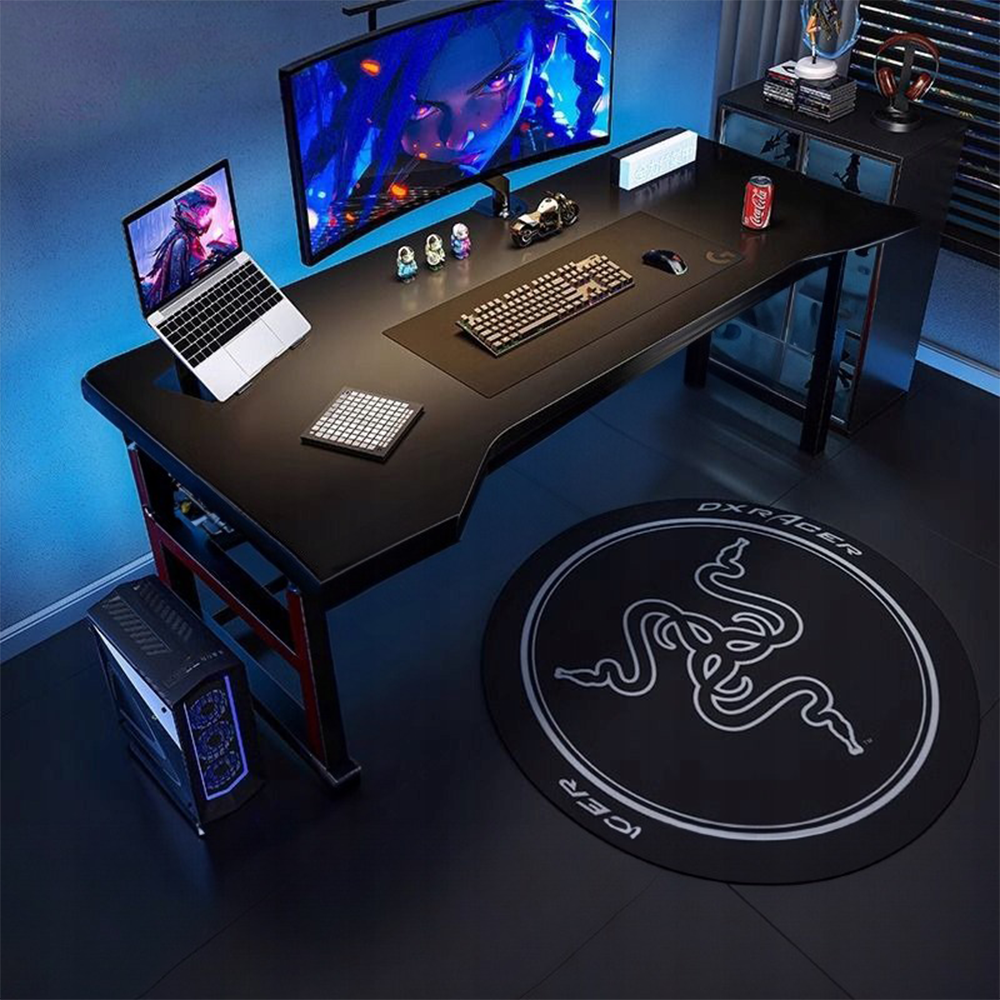 Birou gaming 120 cm negru - stil loft, top MDF și cadru metalic, design ergonomic