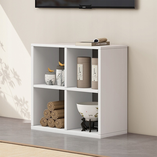 Bibliotecă albă cu 4 rafturi pătrate - 60x60x30 cm, design minimalist