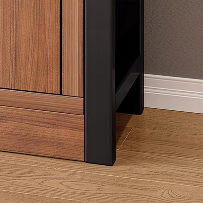 Bibliotecă neagră cu cadru metalic, 5 rafturi cu raft inferior - 190x60x30 cm