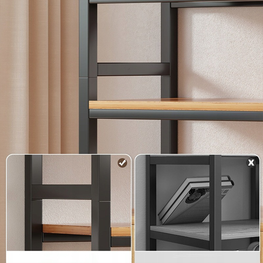 Bibliotecă neagră cu cadru metalic, 5 rafturi cu raft inferior - 190x60x30 cm