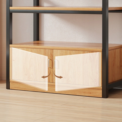 Bibliotecă neagră cu cadru metalic, 5 rafturi cu raft inferior - 190x60x30 cm