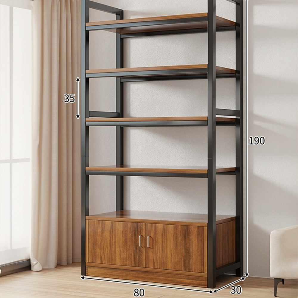 Bibliotecă verticală cu dulap inferior - 190x80x30 cm, stil industrial