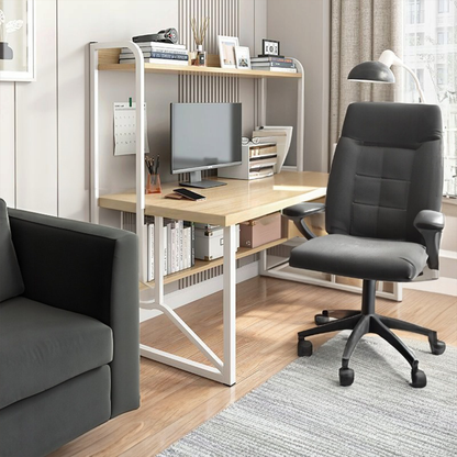 Birou cu rafturi 120x60x150 cm - stejar deschis, stil loft modern