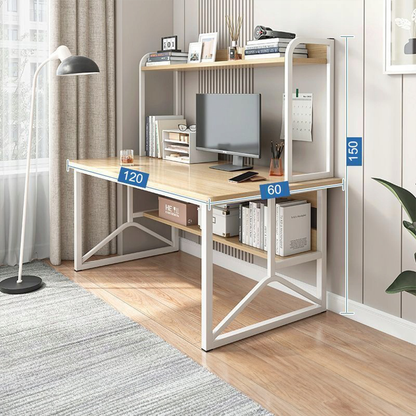 Birou cu rafturi 120x60x150 cm - stejar deschis, stil loft modern