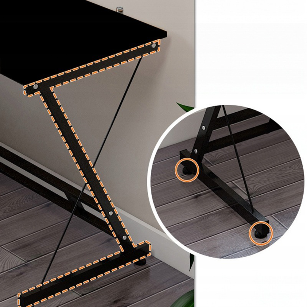 Birou de colț în stil industrial modern pentru calculator sau jocuri - 120x48x74 cm, negru